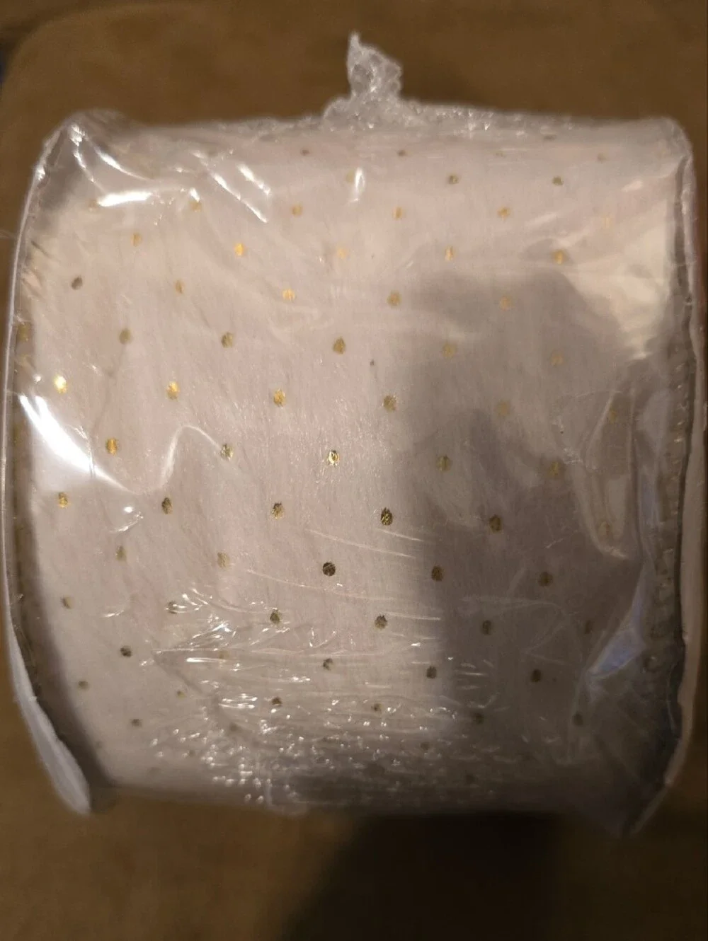 Cream and Gold Faux Fur Holiday Ribbon. 10 yards. NWT.